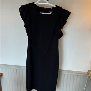 Tommy Hilfiger Black Ruffle Sleeve Midi Dress